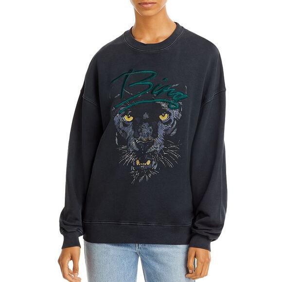 ANINE BING KENNY スウェット ANINE BING Kenny Panther Sweatshirt in Vintage Black | REVOLVE
